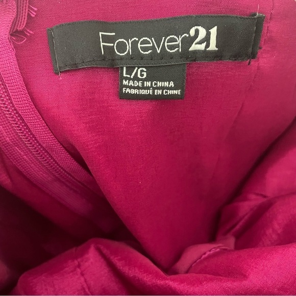 Forever 21 One Shoulder Mini Dress Women Size L Babydoll Floral Hot Pink Elegant - Picture 7 of 8